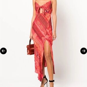 Sexy date hot Asymmetrical Midi Dress Summer Bright Coral red orange pink spring